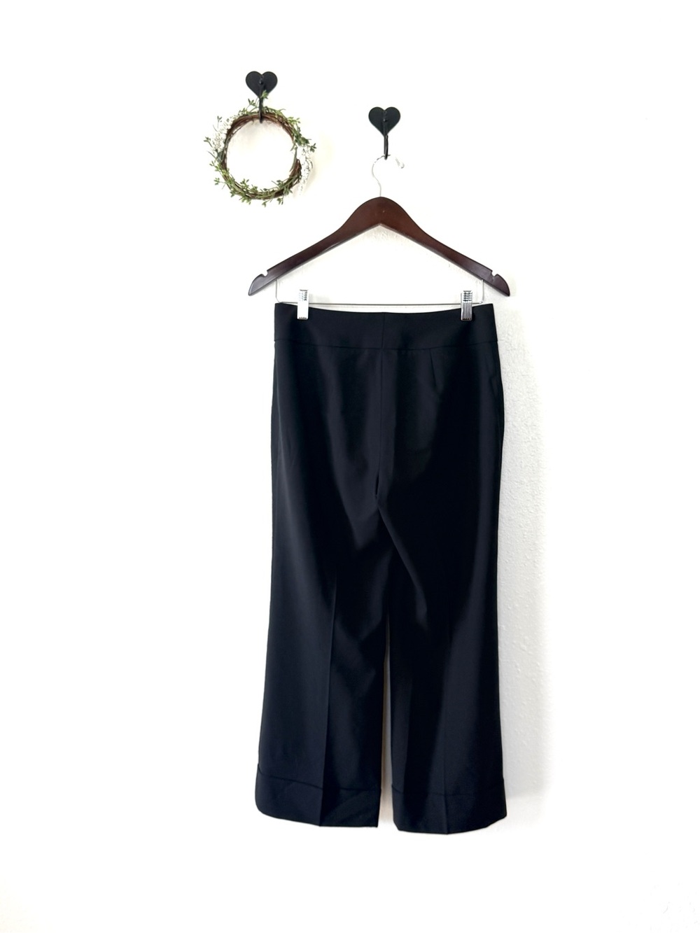Classiques Entier Black Cropped Wool Slacks Size 4 Lightweight Wide Leg - Picture 2 of 7
